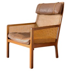 Bernt Petersen Rattan Leather Armchair