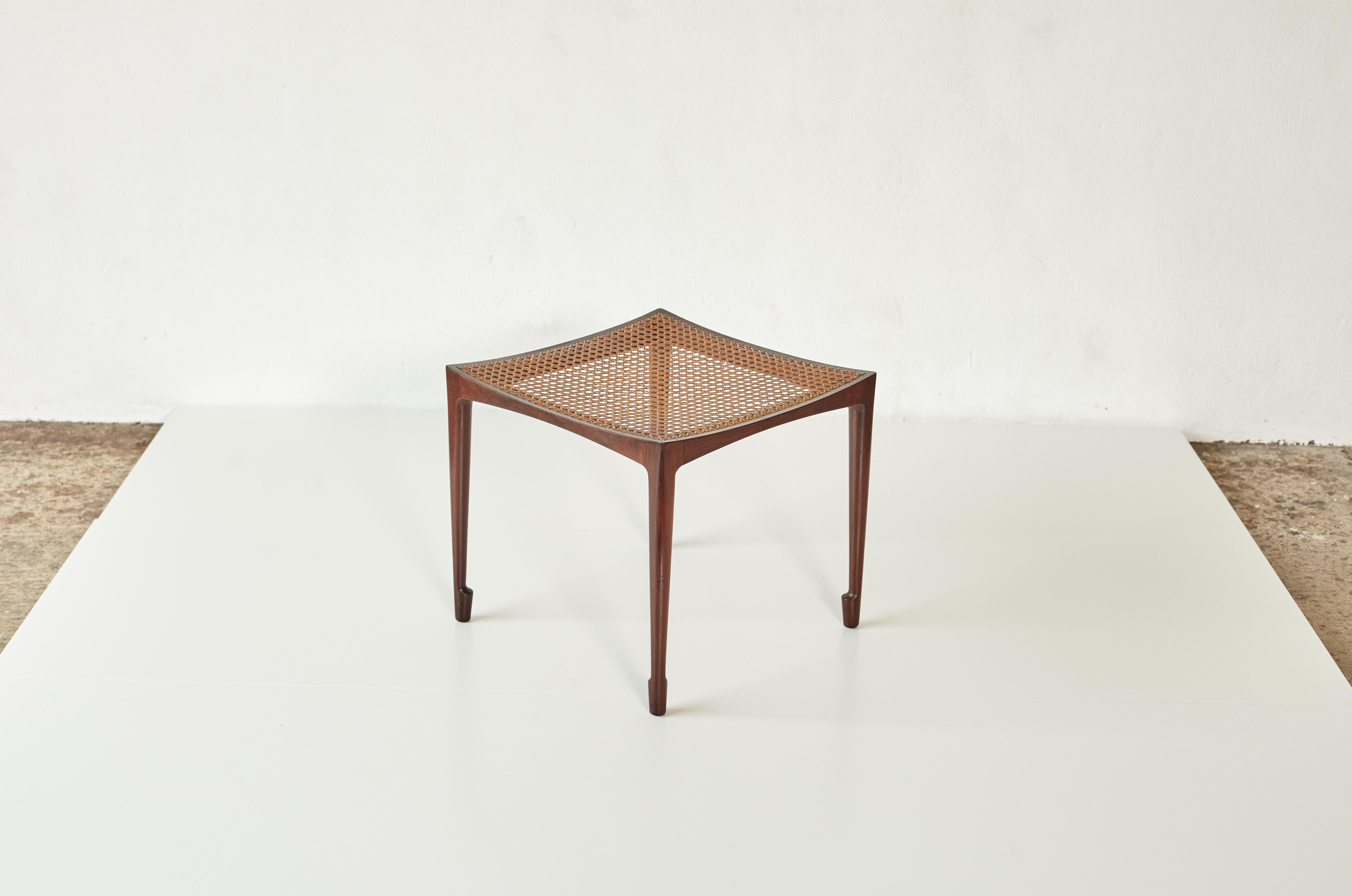 Cane Bernt Petersen Rosewood Stool, 1960s, Denmark