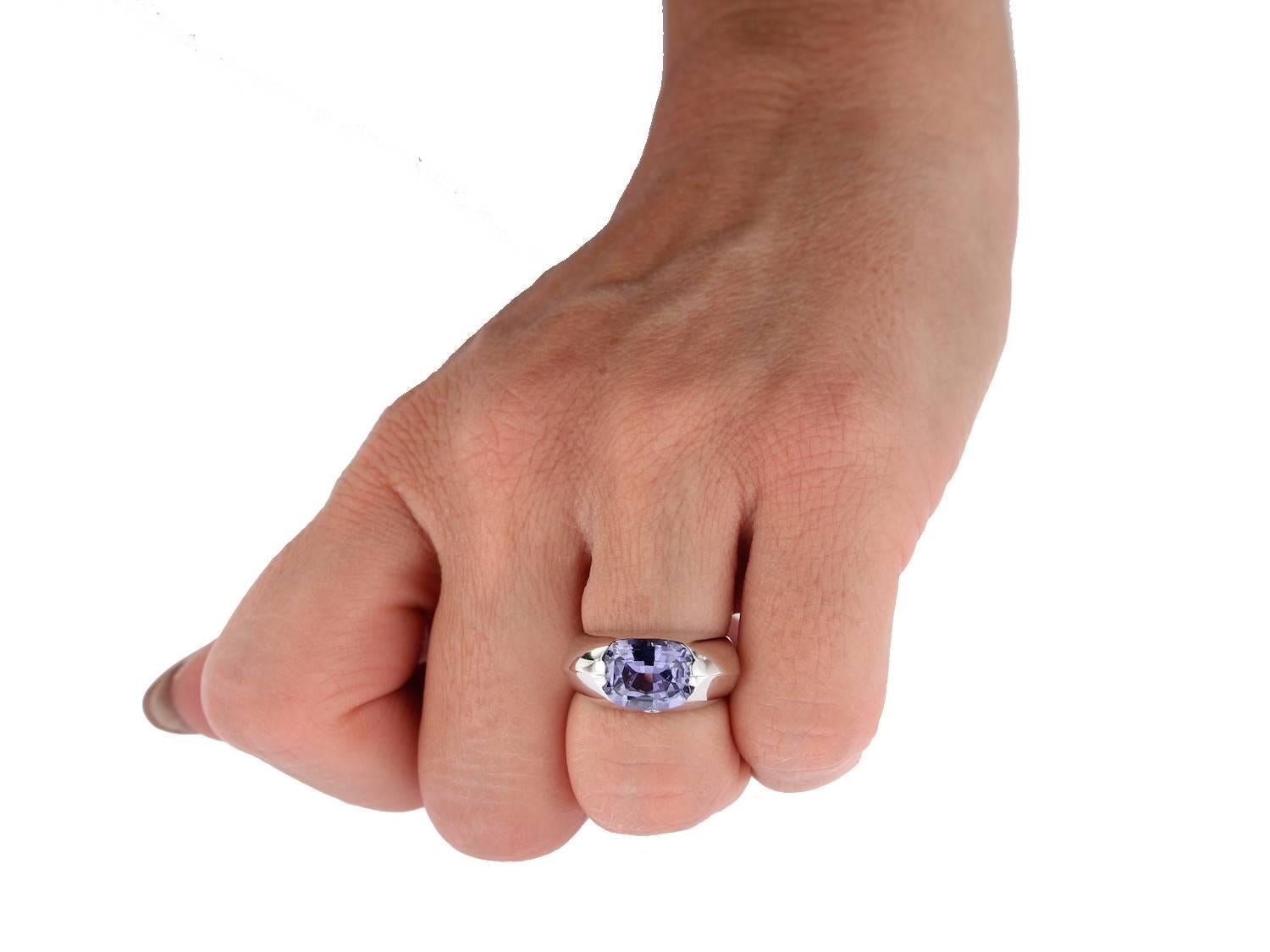 Cushion Cut Berquin Certified 3.76 Carat Intense Blue Spinel Diamond Gold Cocktail Ring For Sale