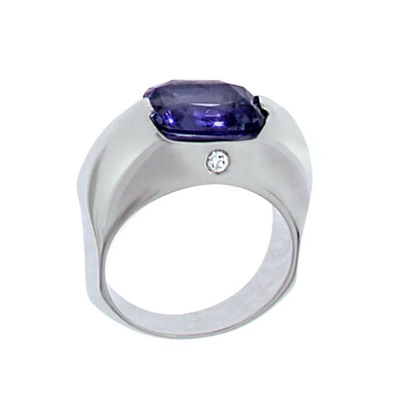 Berquin Certified 3.76 Carat Intense Blue Spinel Diamond Gold Cocktail Ring For Sale