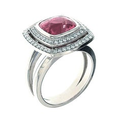 Berquin Certified 5.08 Carat Pink Spinel Cushion Gold Cocktail Ring