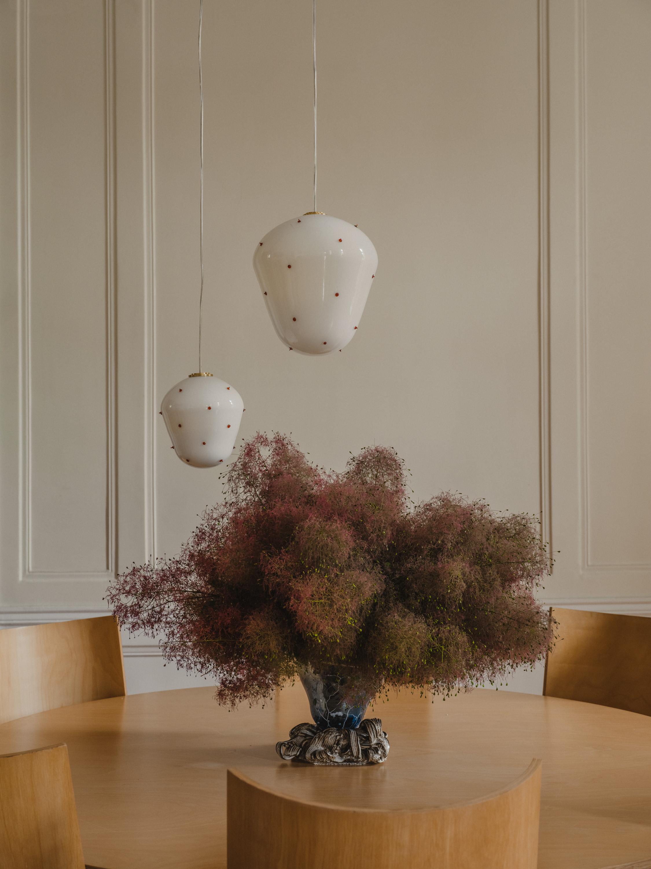 Berries, Blown Glass Wall Light, Red Dots, Brass by Marie & Alexandre- Size M For Sale 11