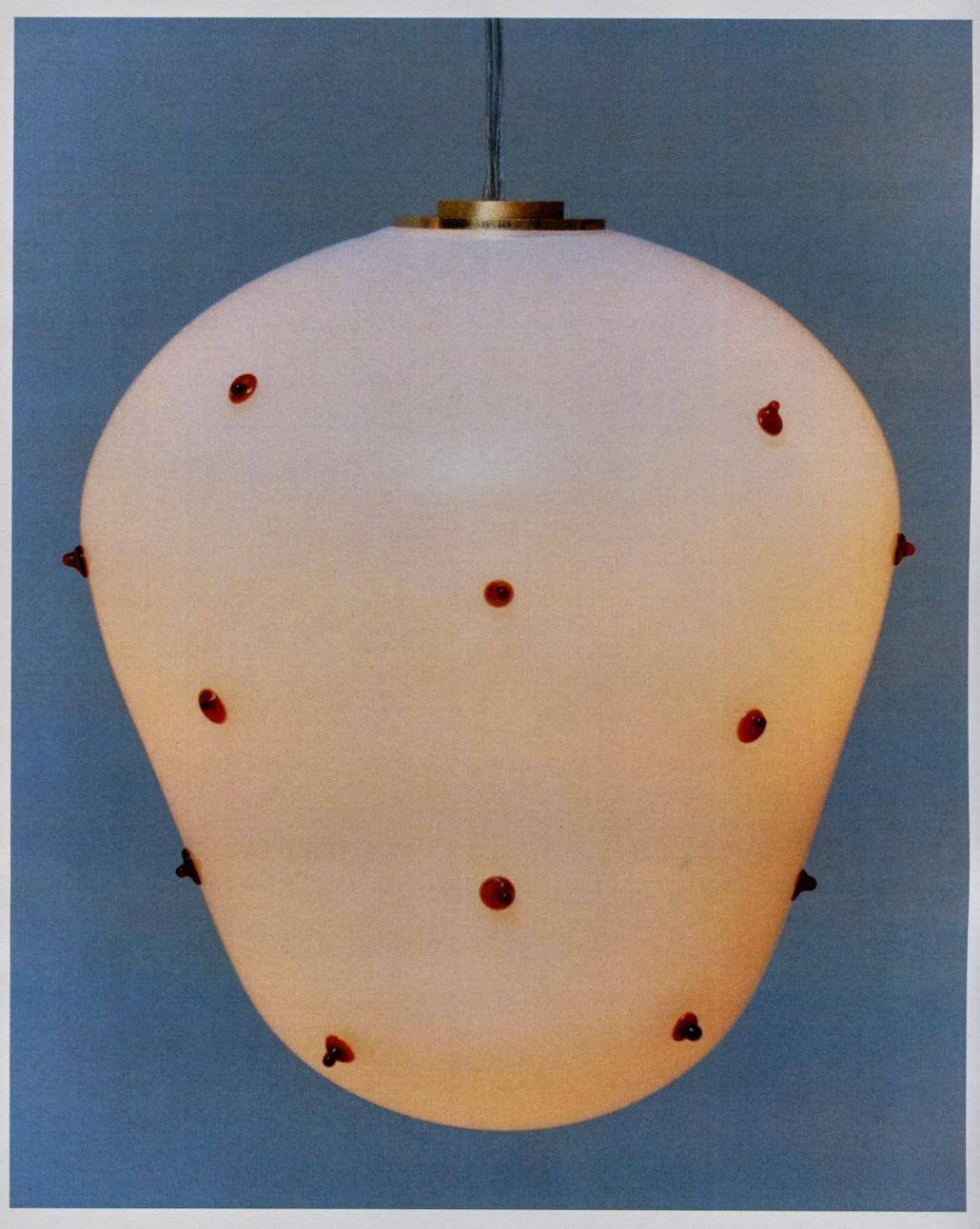 Berries, Blown Glass Wall Light, Red Dots, Brass by Marie & Alexandre- Size M For Sale 1