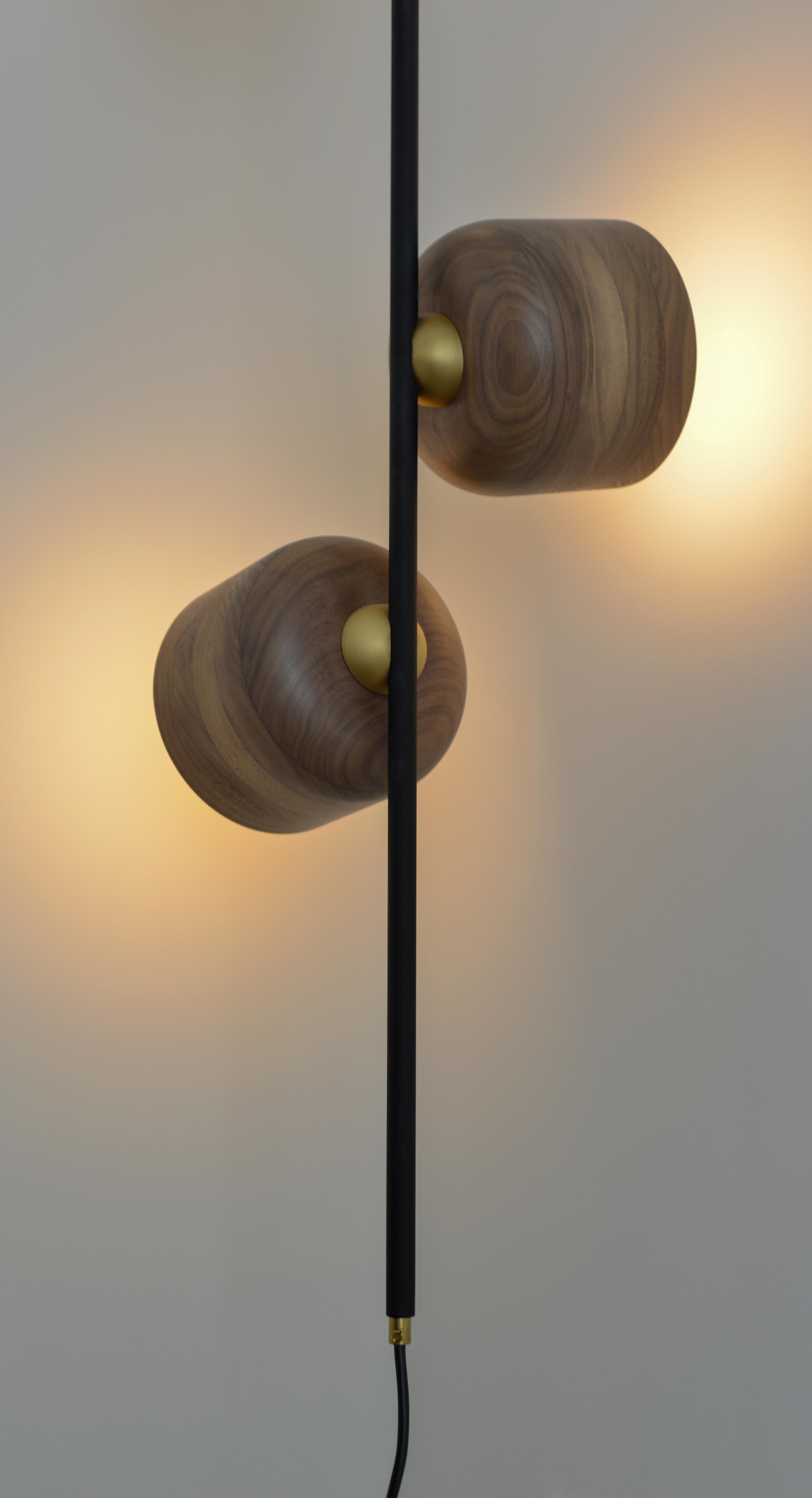 Israeli Berries, Pendant Lamp Made of Metal, Brass, Acrylic and Walnut For Sale