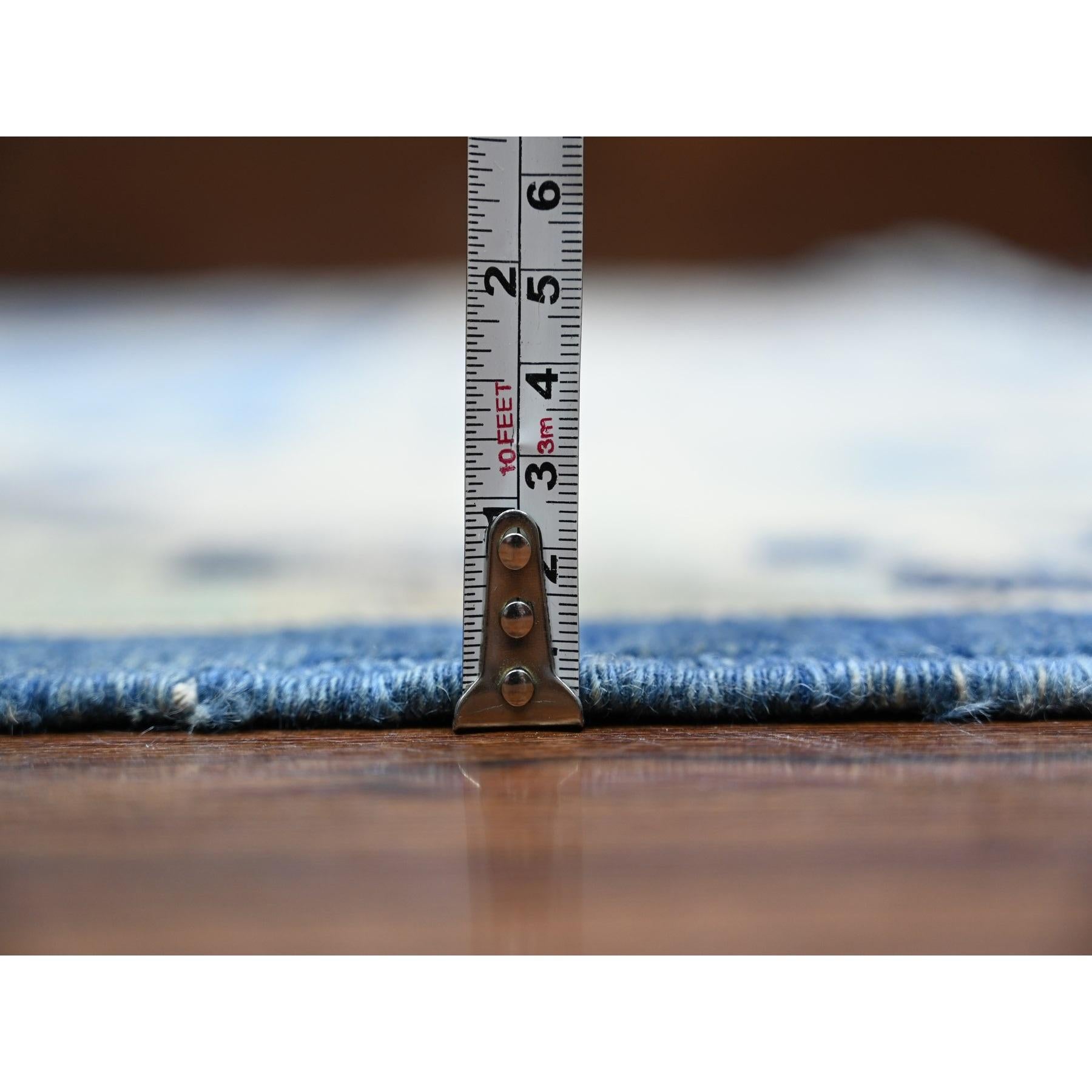Berry Blue Vintage Look Kazak Handgeknüpfter orientalischer Teppich aus reiner Wolle 9'0