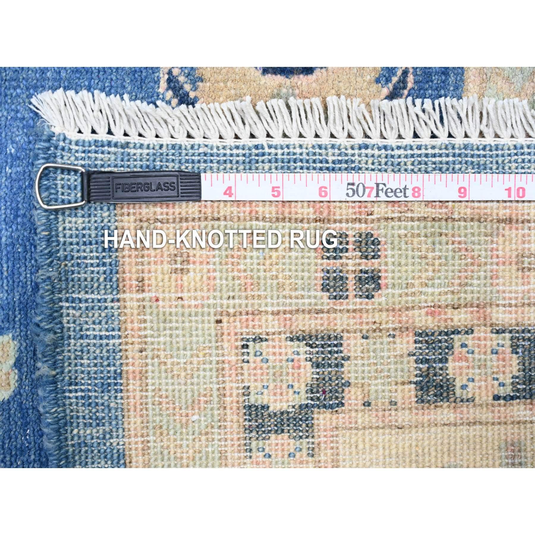 Berry Blue Vintage Look Kazak Handgeknüpfter orientalischer Teppich aus reiner Wolle 9'0