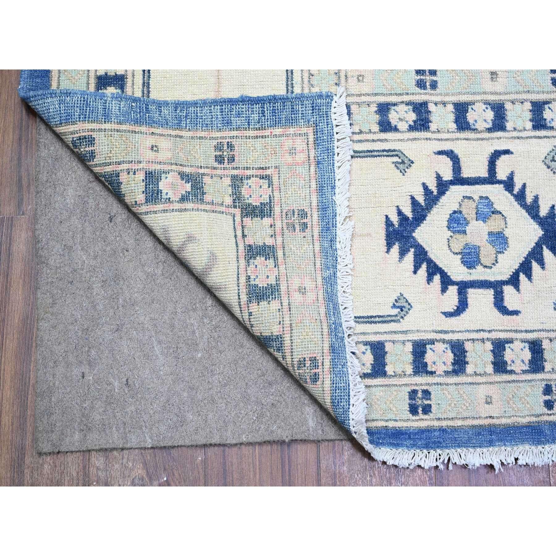 Berry Blue Vintage Look Kazak Handgeknüpfter orientalischer Teppich aus reiner Wolle 9'0