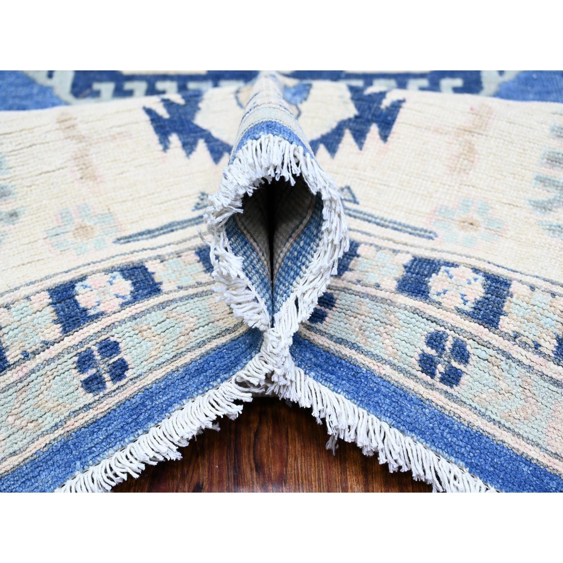 Berry Blue Vintage Look Kazak Handgeknüpfter orientalischer Teppich aus reiner Wolle 9'0