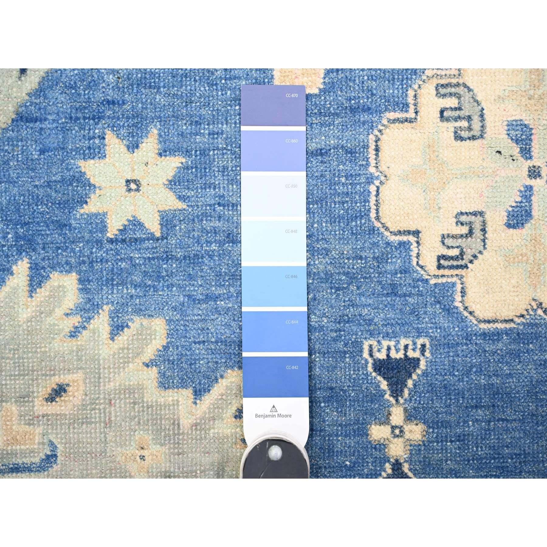 Berry Blue Vintage Look Kazak Handgeknüpfter orientalischer Teppich aus reiner Wolle 9'0