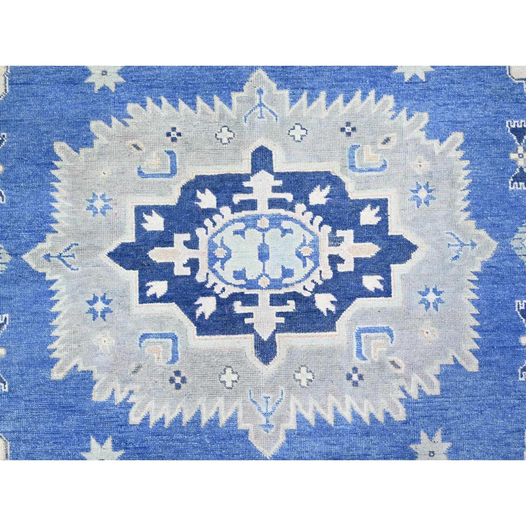 Berry Blue Vintage Look Kazak Handgeknüpfter orientalischer Teppich aus reiner Wolle 9'0