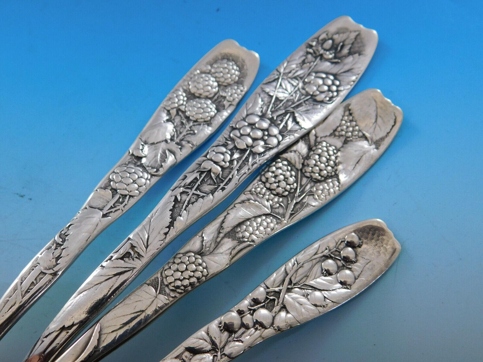 Berry by Whiting Sterling Silver Flatware Service Set 59 Pieces Rare Multi-Motif In Excellent Condition For Sale In Big Bend, WI