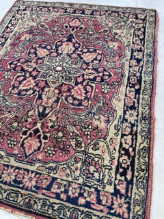 Berry & Sangria Antique Kerman Lavar Rug Mat, c. 1920-30's