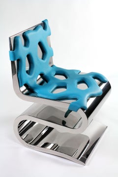 Berserker Chair in Mirror Polished Steel & Leather by Barberini & Gunnell