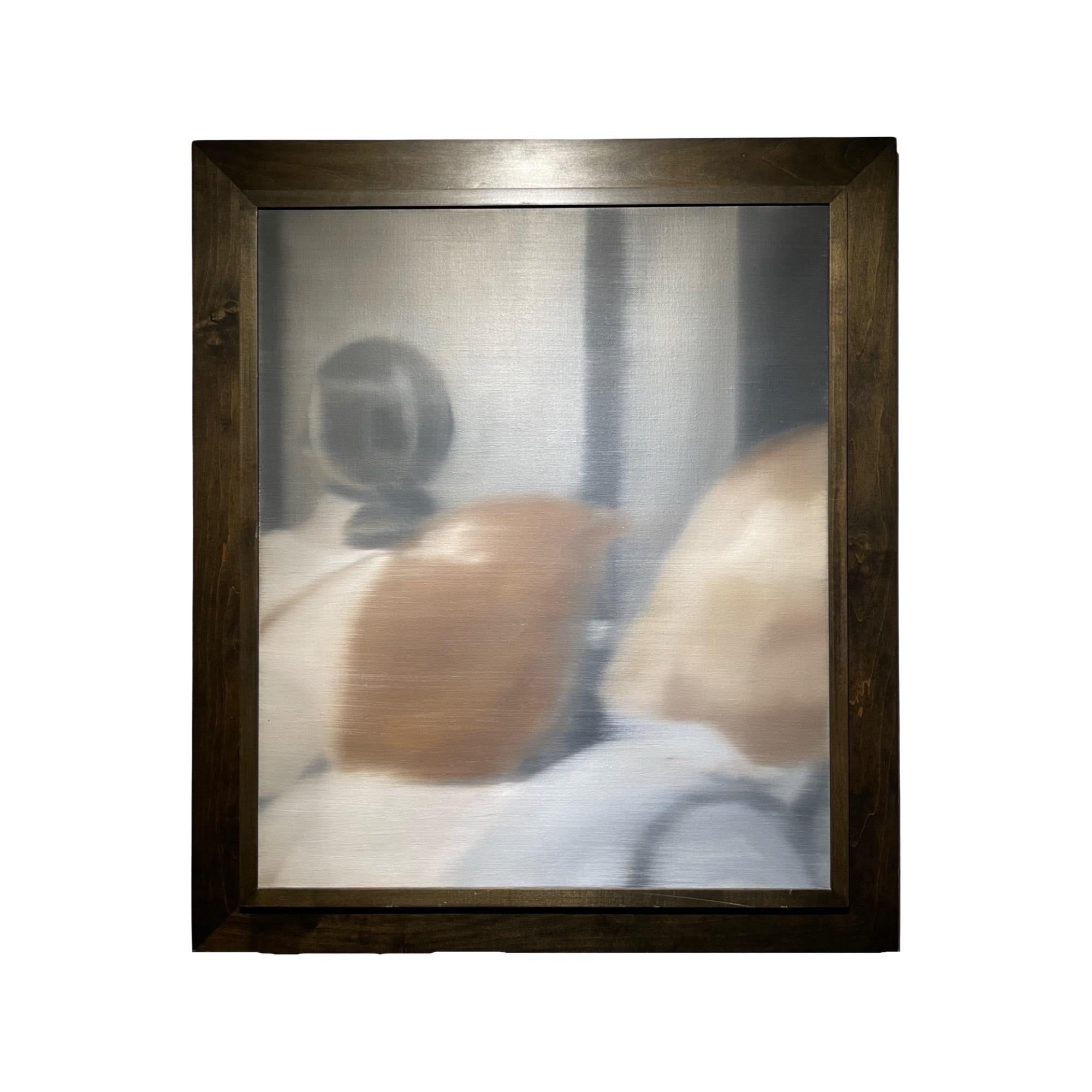 Tableau d'après-guerre sur les déviations abstraites Femme intérieure au rebord de fenêtre  - Painting de Bert De Beul