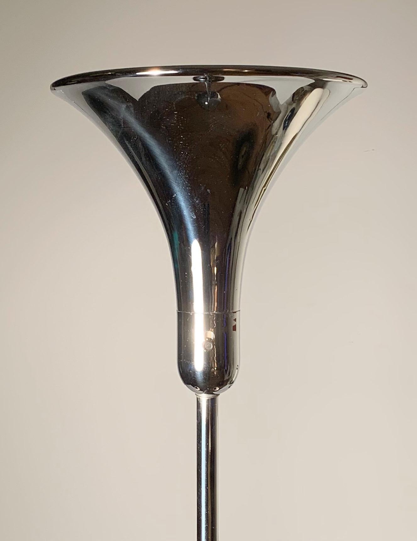 Art Deco Bert Dickerson for Faries Mtg. Co. Chrome Trumpet Torchère For Sale