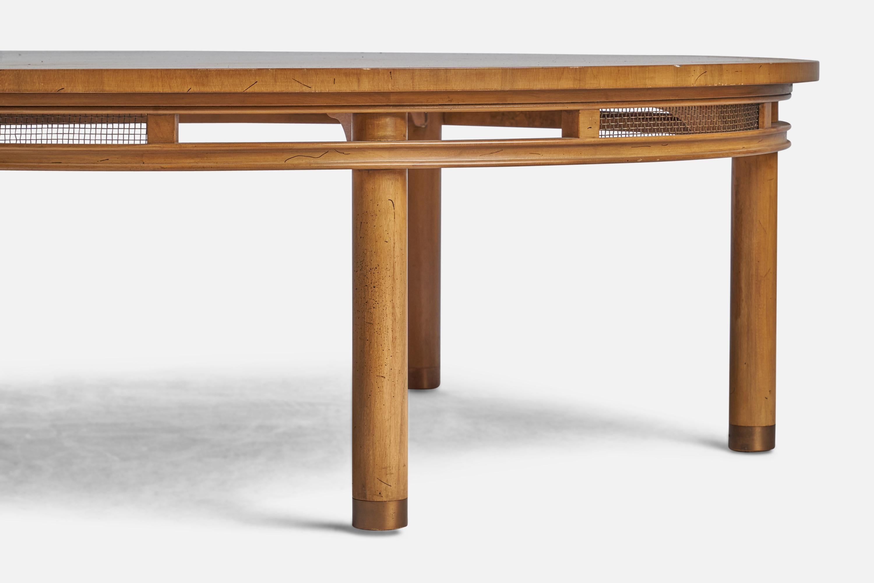 Mid-20th Century Bert England, Coffee Table, Mahogany, Metal, Brass, USA, 1940s For Sale