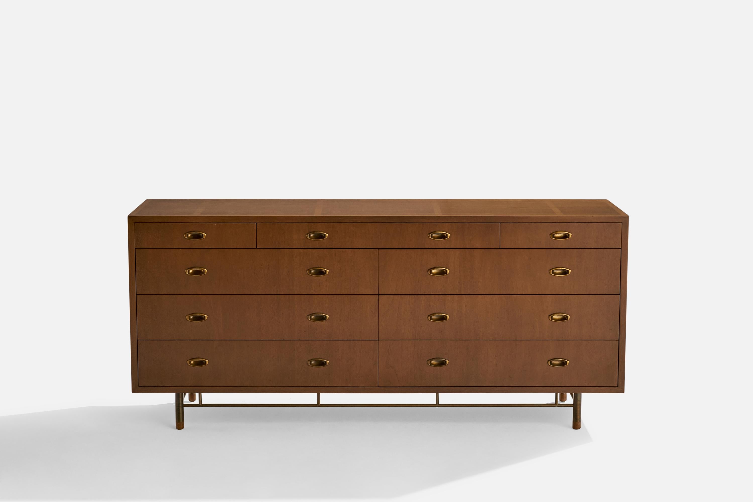 American Bert England, Dresser, Wood, Brass, USA, 1940s For Sale