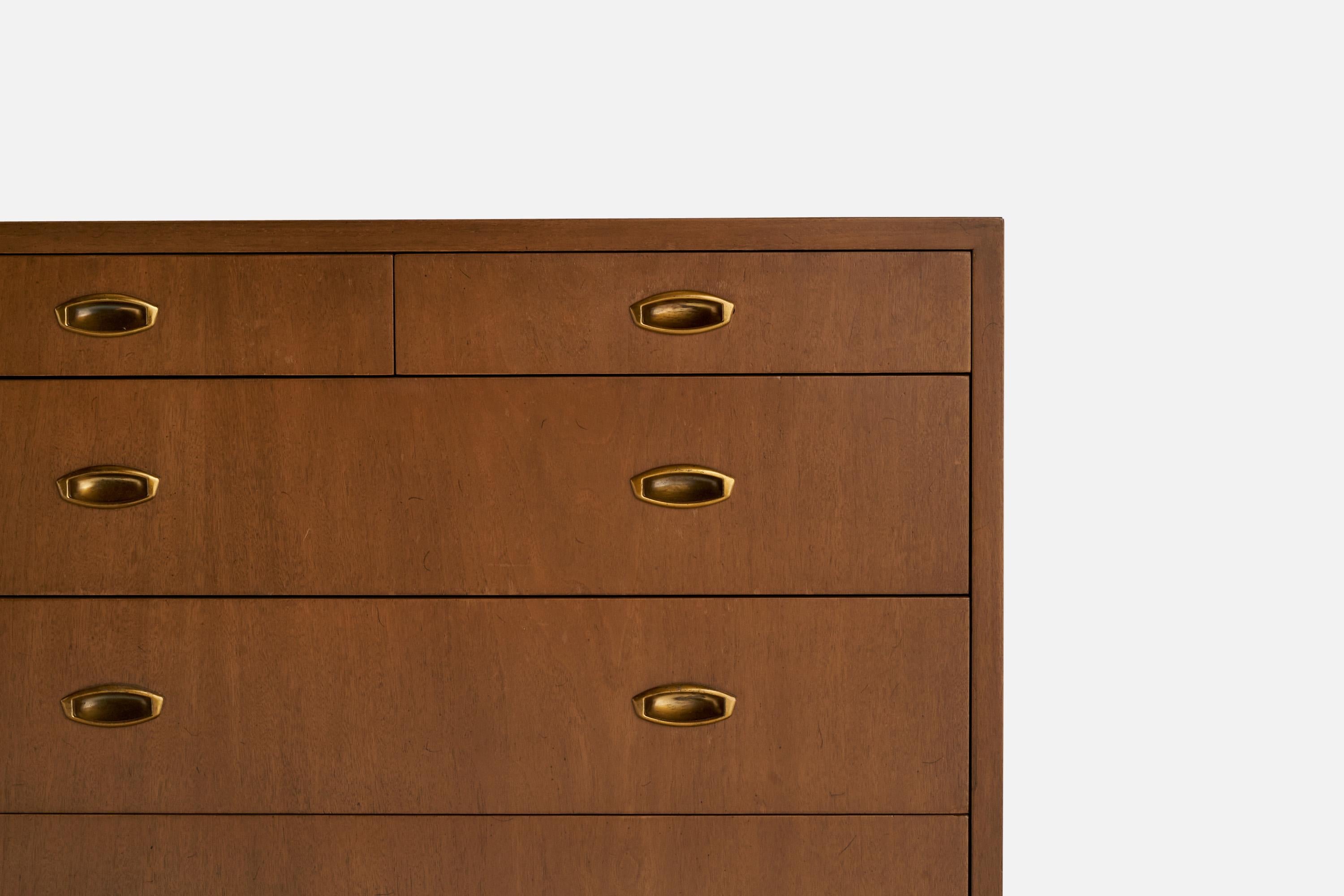 Bert England, Dresser, Wood, Brass, USA, 1940s In Good Condition For Sale In High Point, NC