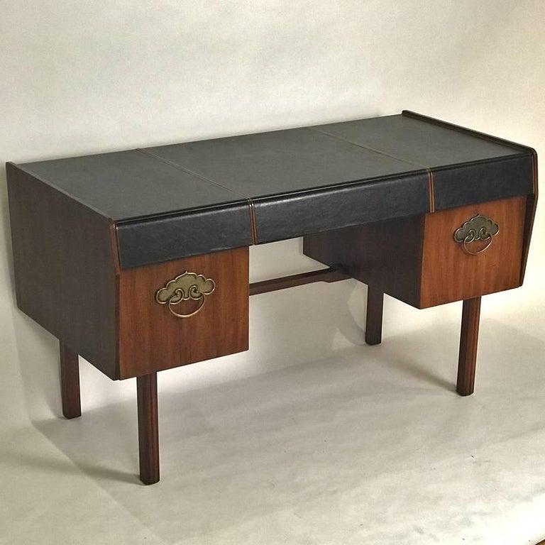 Bert England For John Widdicomb Leather Top Walnut Stilted Desk With Form Meets Function In This Stylish Leather Topped Walnut Desk Designed By Bert England Exclusively For