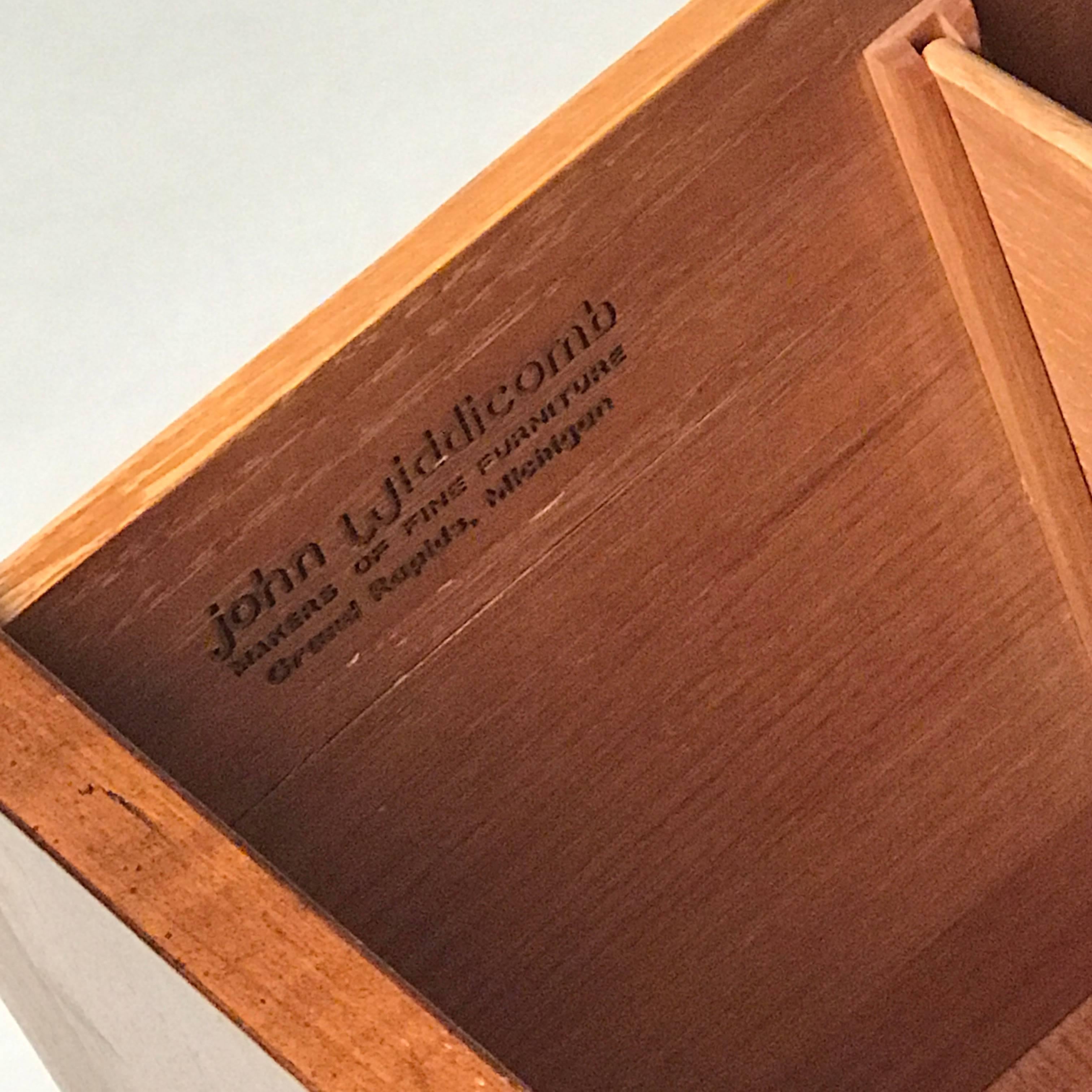 Bert England for John Widdicomb Leather Top Walnut Stilted Desk with Brass Pulls 3