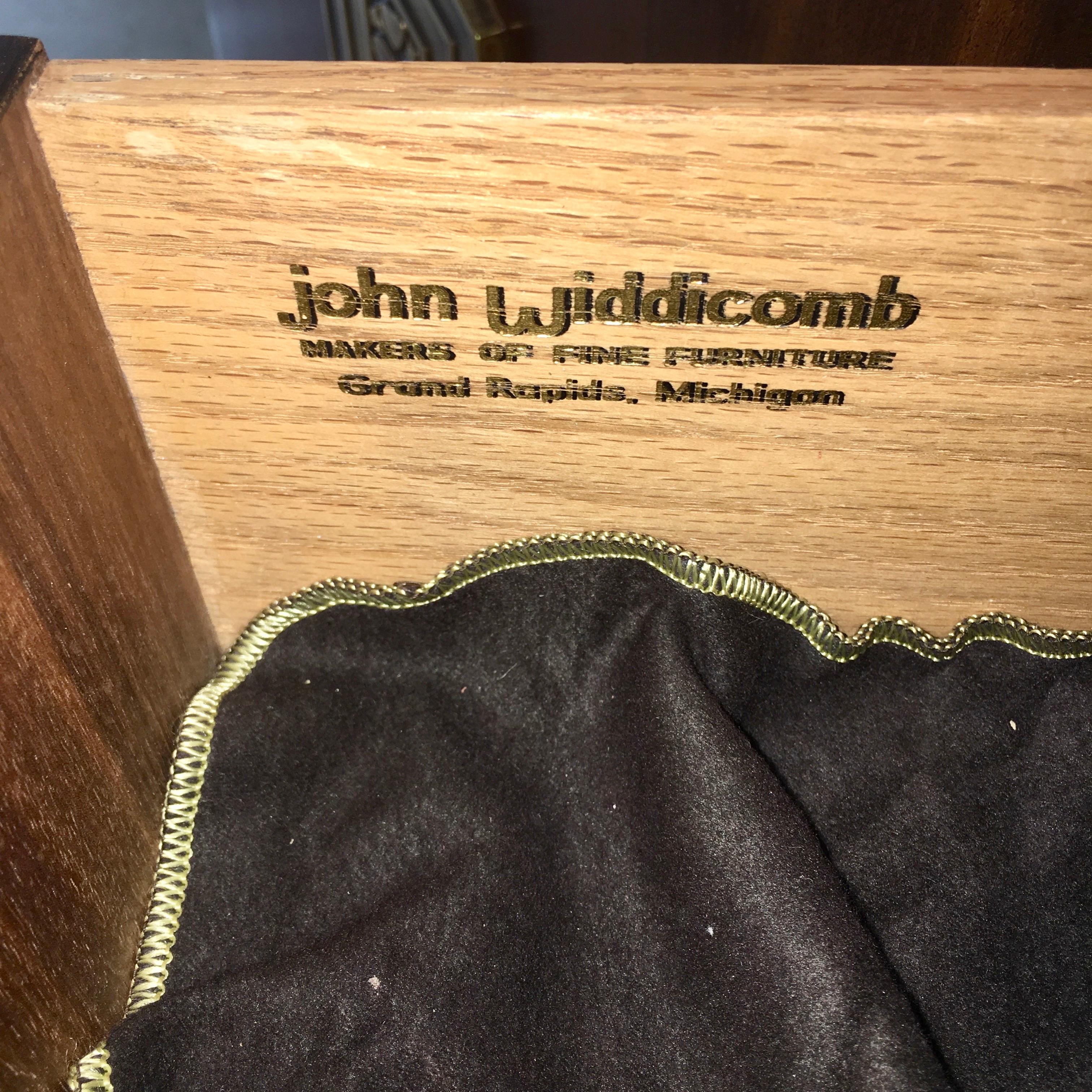 Bronze Bert England for John Widdicomb Persian Walnut Buffet with Marble Half Shelf