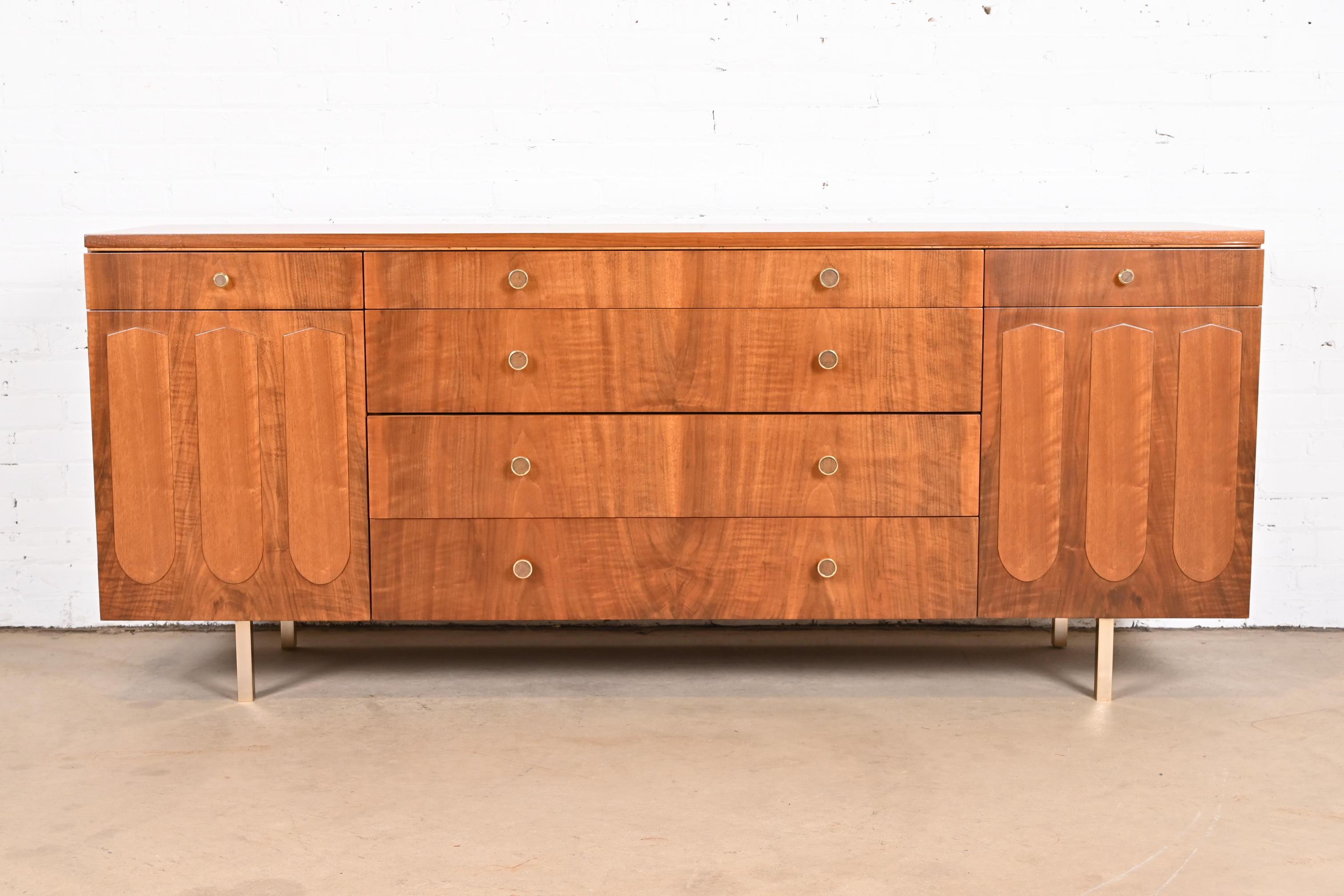 American Bert England for Johnson Furniture Mid-Century Modern Walnut Dresser, Refinished For Sale