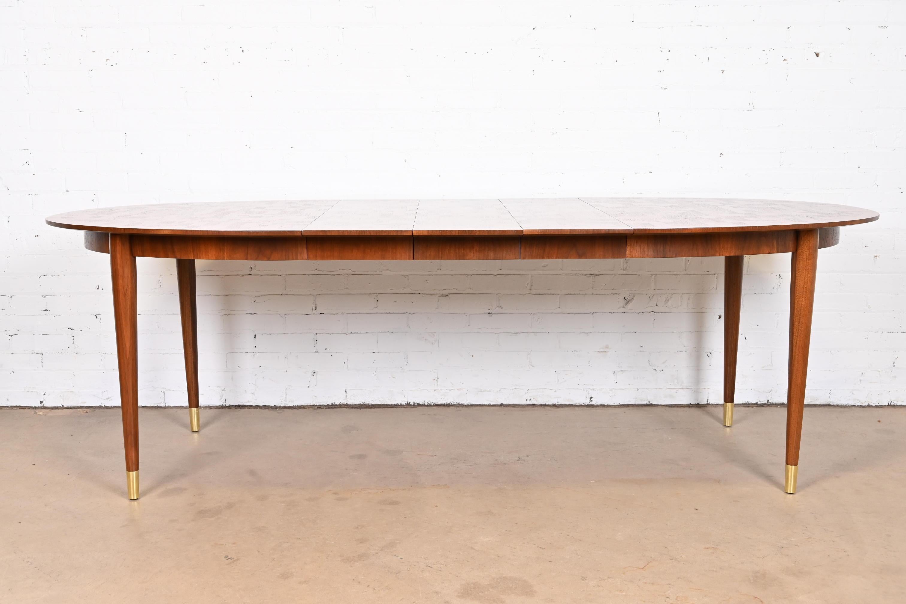 Mid-Century Modern Bert England for Johnson Furniture Patchwork Walnut Dining Table, Refinished For Sale