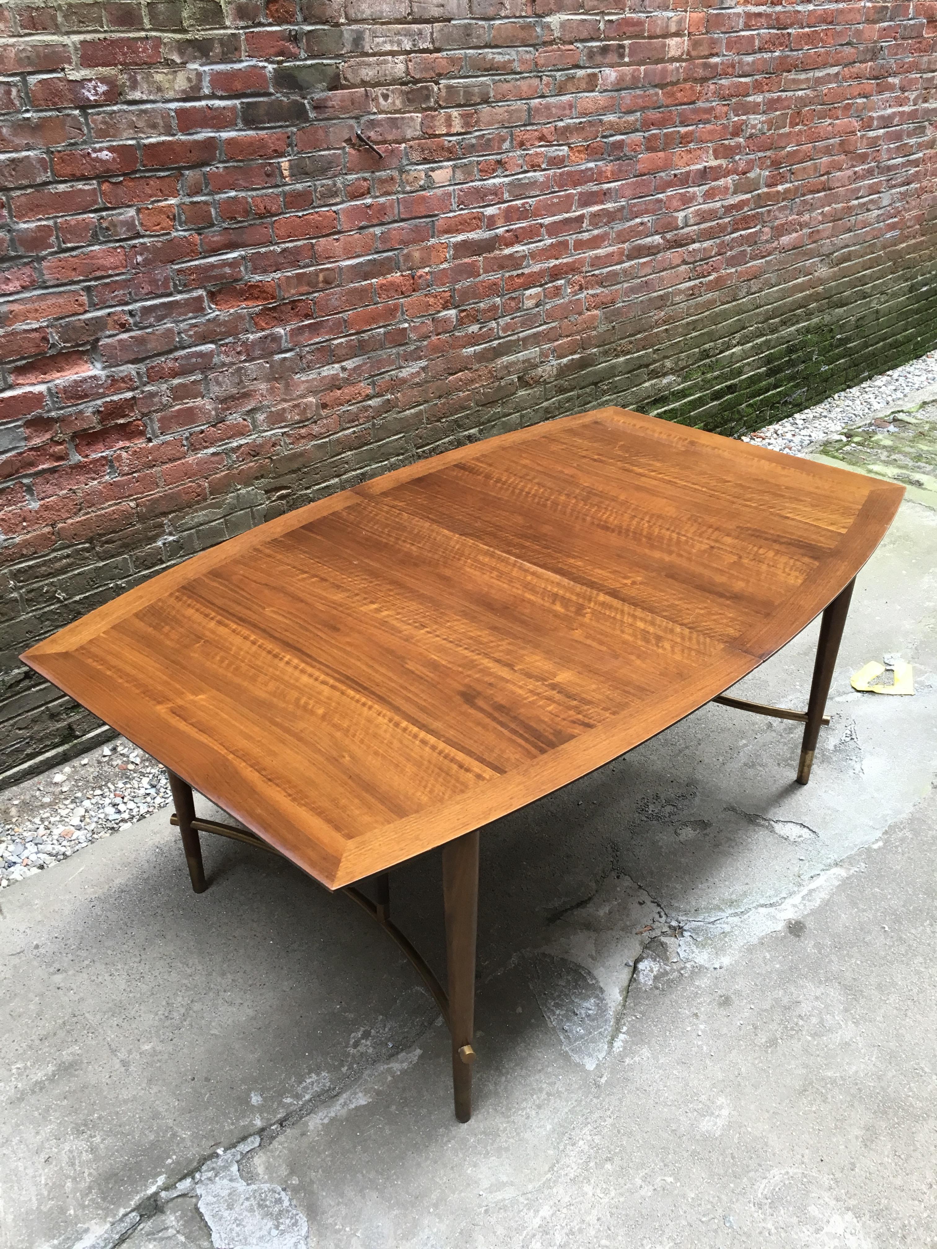 American Bert England for Johnson Furniture Walnut and Brass Dining Table