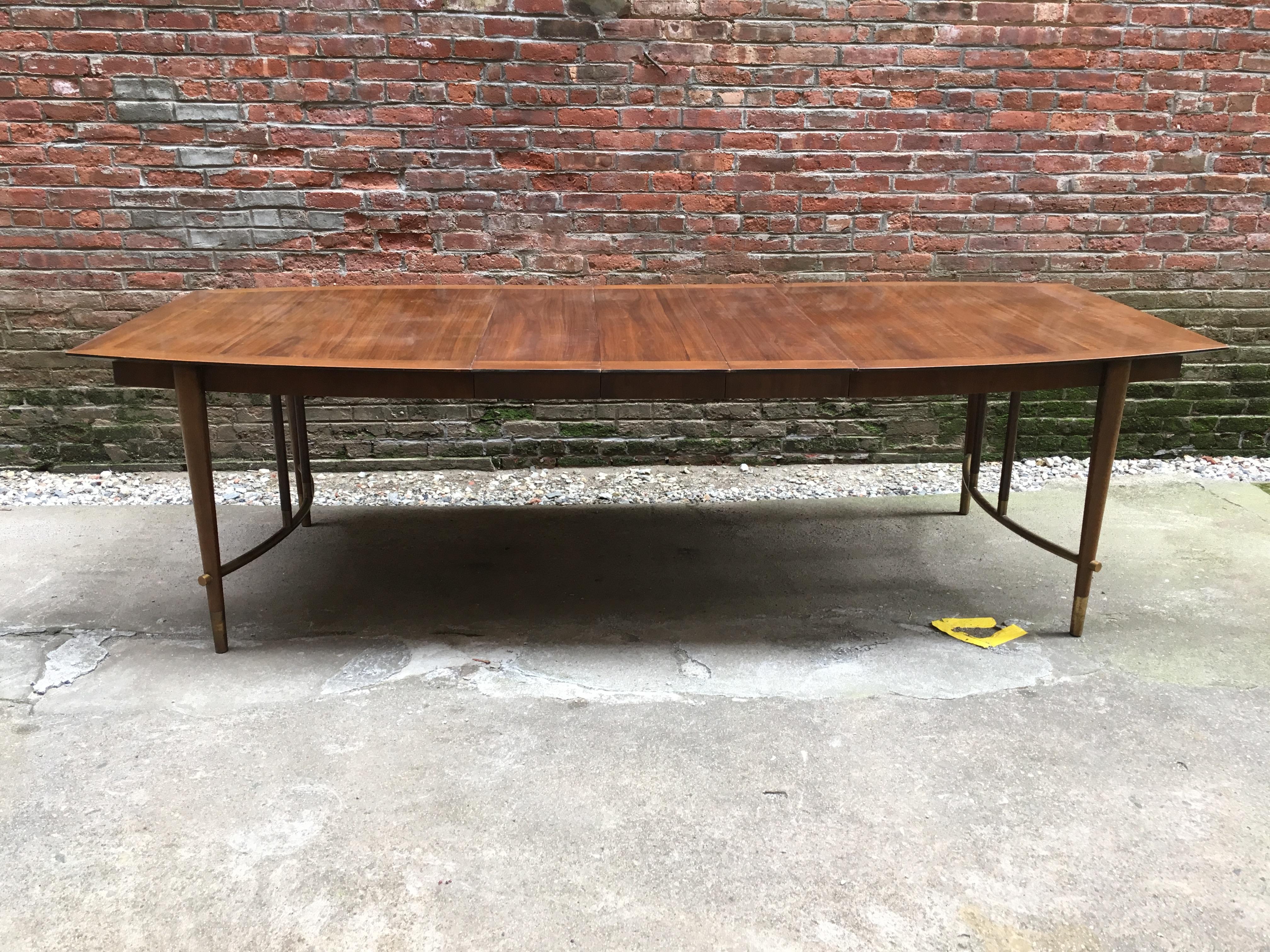 Mid-20th Century Bert England for Johnson Furniture Walnut and Brass Dining Table