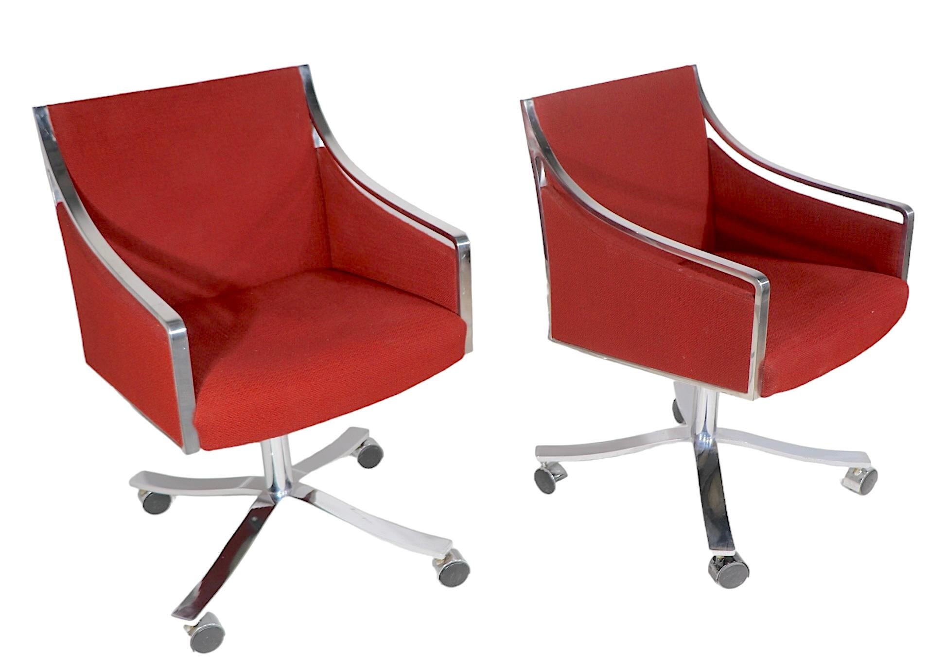 Bert England for Stow Davis Swivel Desk Chairs c 1970's  pair available In Good Condition For Sale In New York, NY