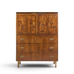 Bert England Mid Century Walnut and Brass Armoire