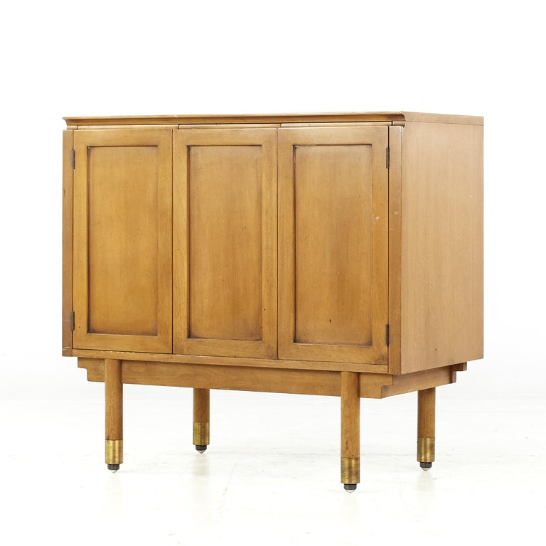 Bert England Midcentury Walnut and Brass Bar For Sale at 1stDibs