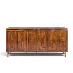 Bert England Mid Century Walnut and Brass Credenza