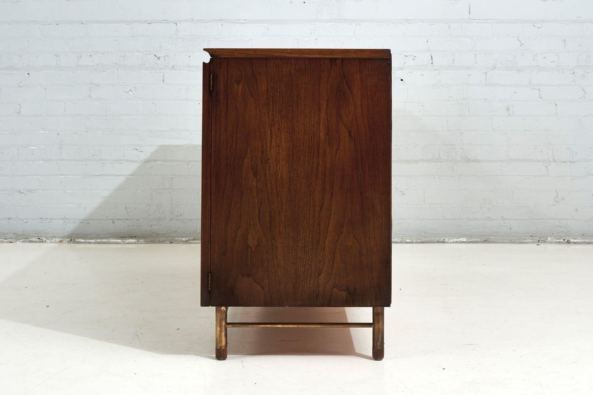 Late 20th Century Bert England Walnut and Brass Credenza, 1970 For Sale