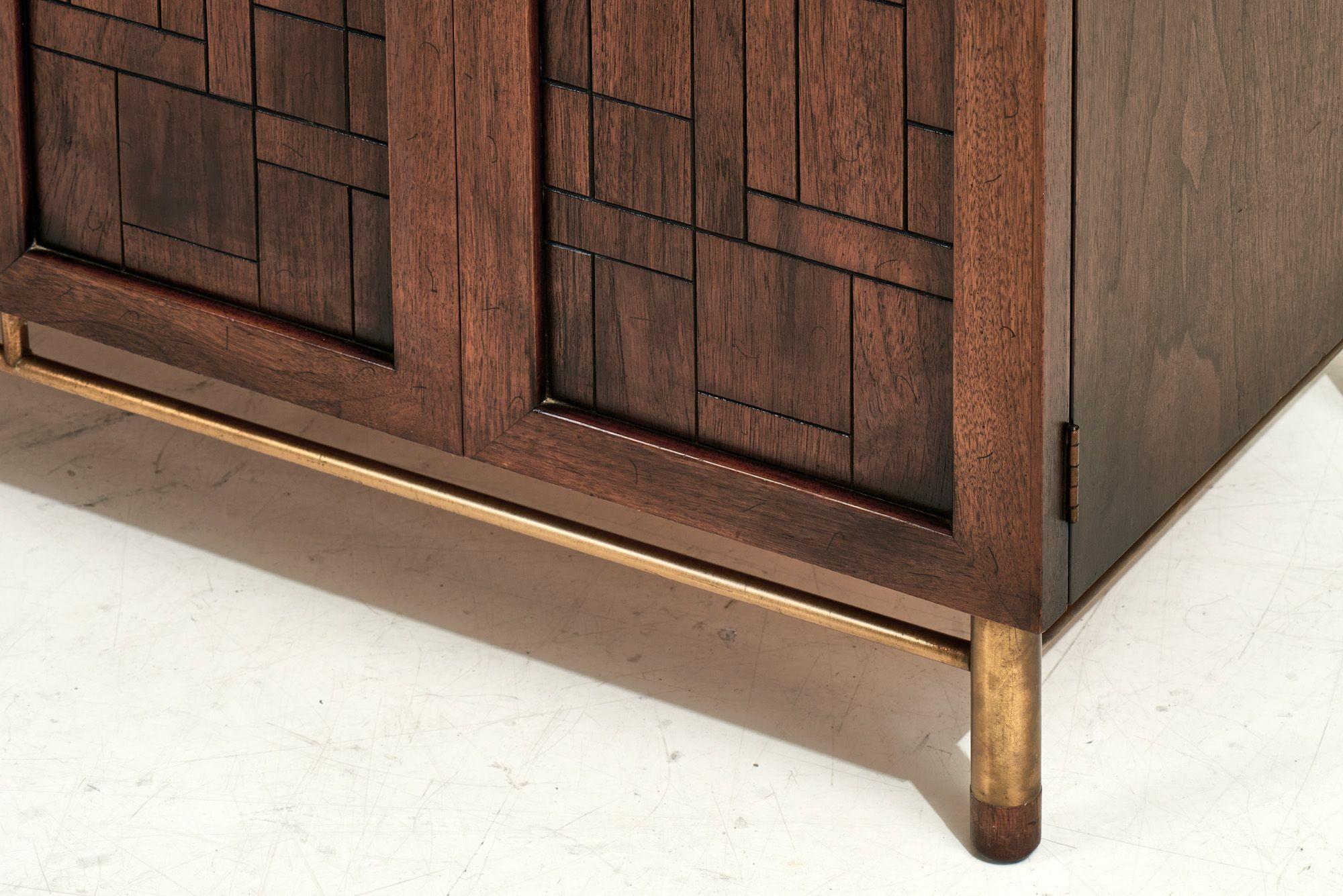 Bert England Walnut and Brass Credenza, 1970 For Sale 3