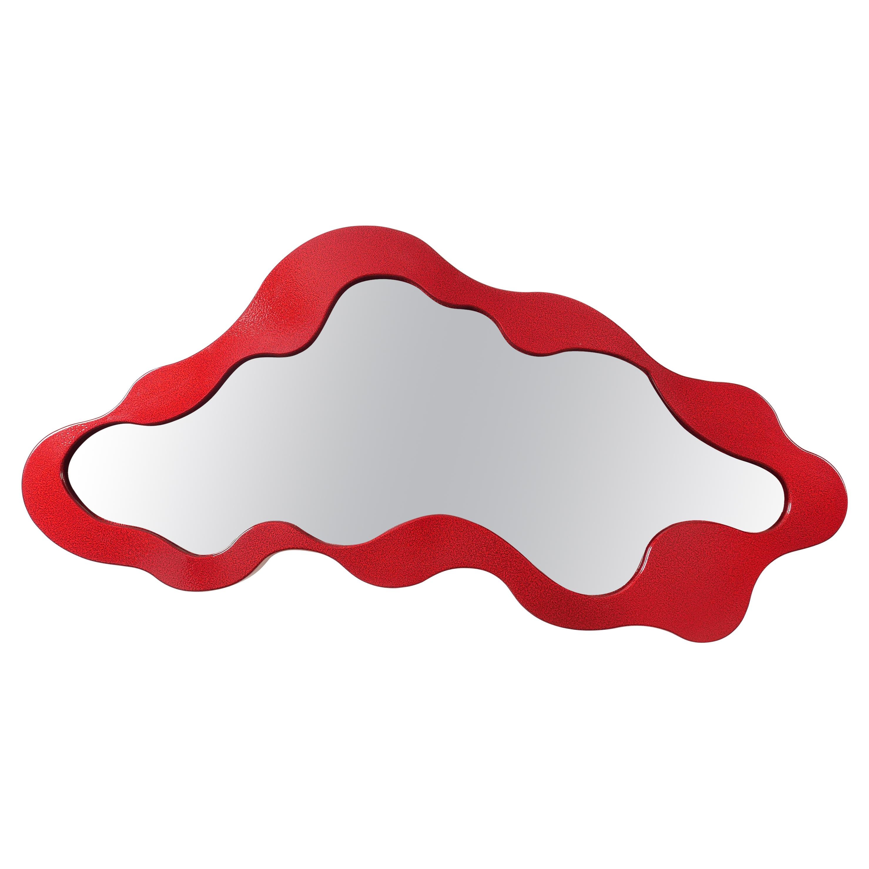 Bert Furnari Abstract Free-form Aluminum Mirror, Powder Coated Crimson Finish