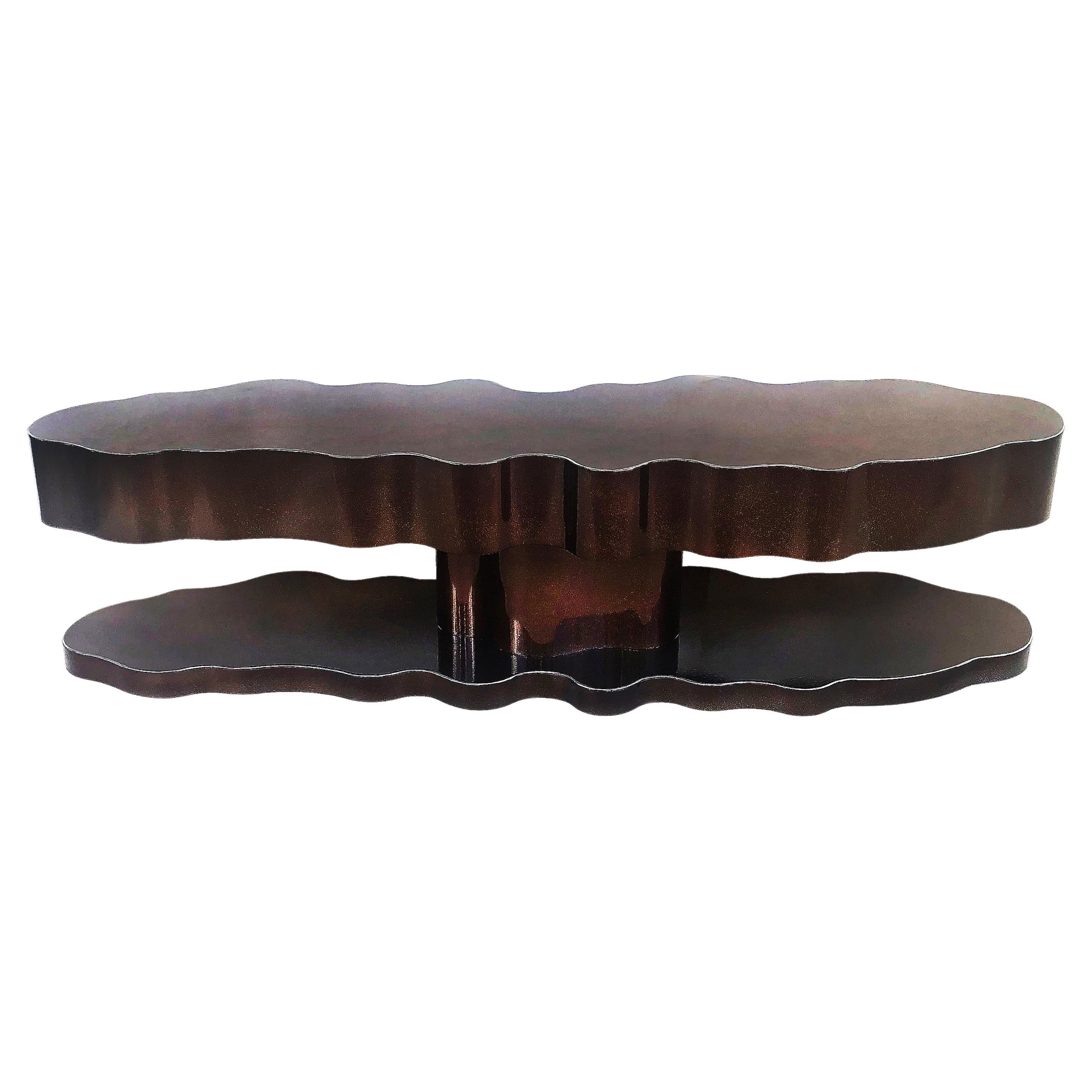 Table basse sculpturale abstraite en aluminium finition revêtement en poudre de Bert Furnari