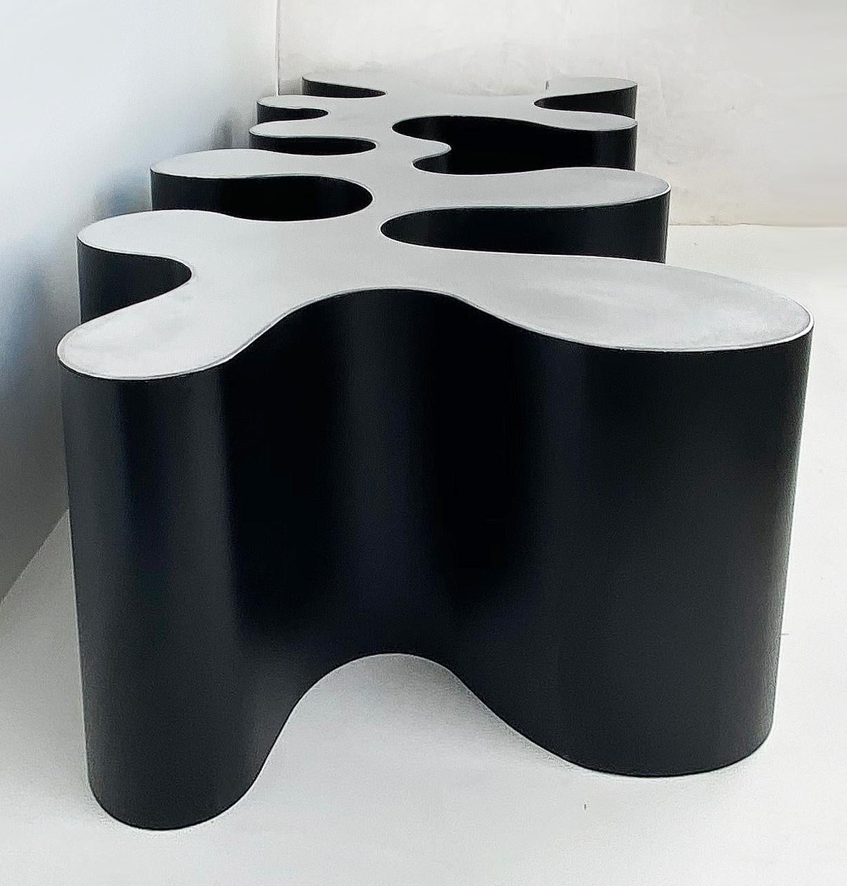 Enameled Bert Furnari Sculptural Aluminum Coffee Table Base with Black Enamelled Sides
