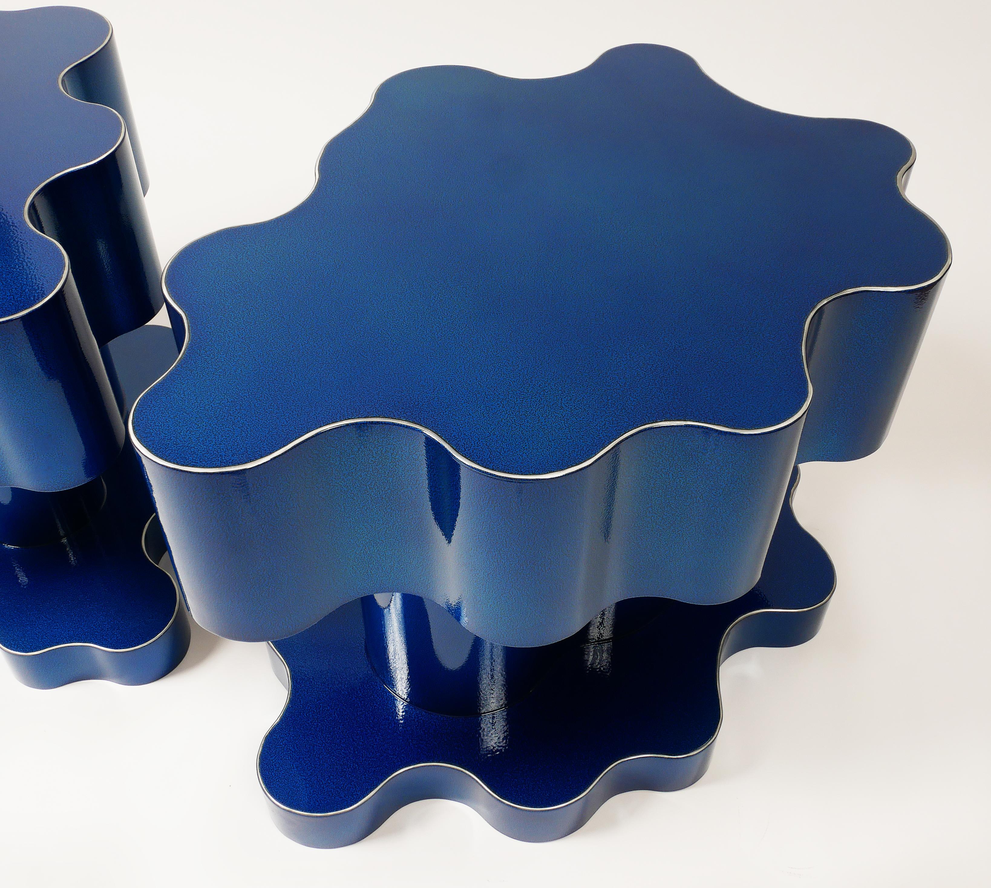 Powder-Coated Bert Furnari Studio Free-Form Abstract Side Tables, Pair