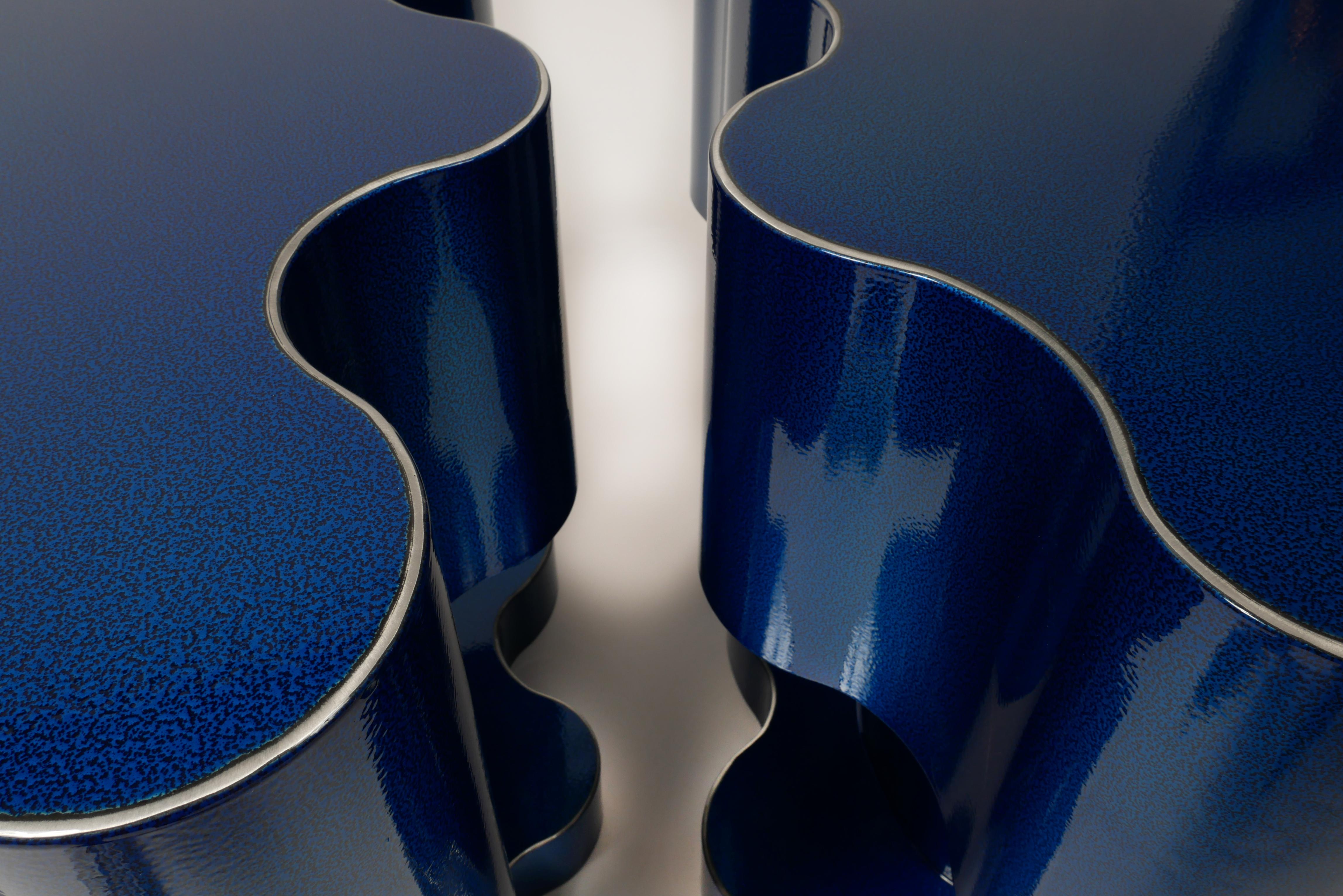 Aluminum Bert Furnari Studio Free-Form Abstract Side Tables, Pair