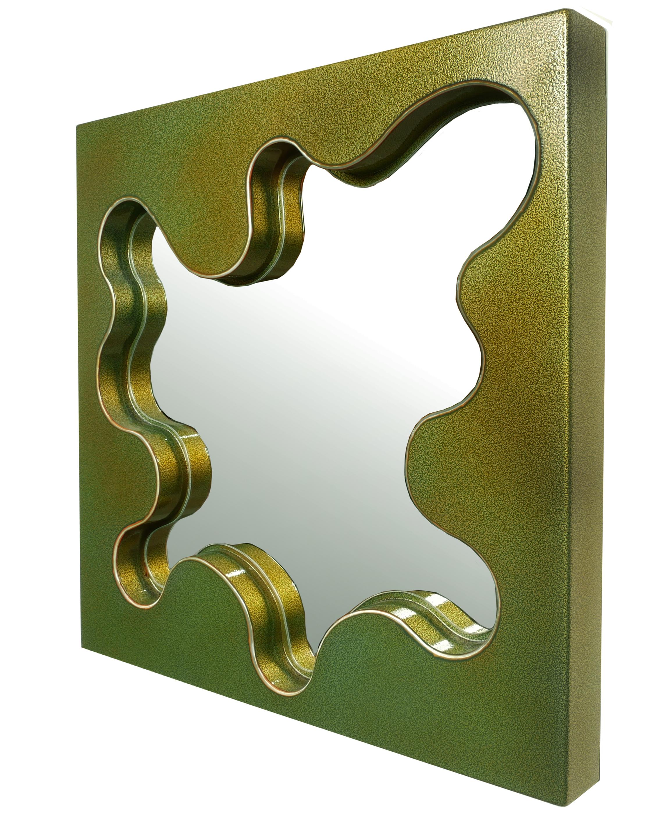Post-Modern Bert Furnari Studio Free-Form Abstract Wall Mirror in Powder-Coated Aluminum For Sale