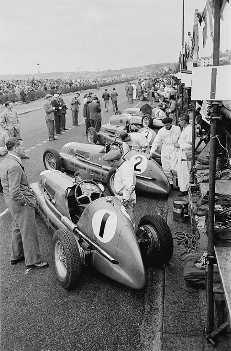 "Race Order" by Bert Hardy

Maserati racing cars in the pit during a road race at at St Helier, Jersey, Channel Islands, May 1947. Original publication: Picture Post - 4364 - Road Racing In Jersey - pub. 24th May 1947

Unframed
Paper Size: 30" x