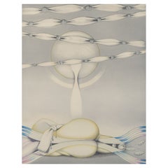 Bert Johnny Nilsson. Color etching with nude body and surrealist forms. 1976