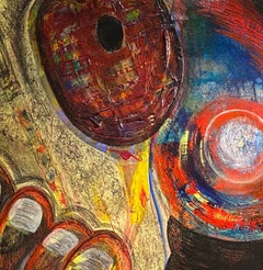 "Love and War, " Abstract Figurative Acrylic Painting on Processed Board