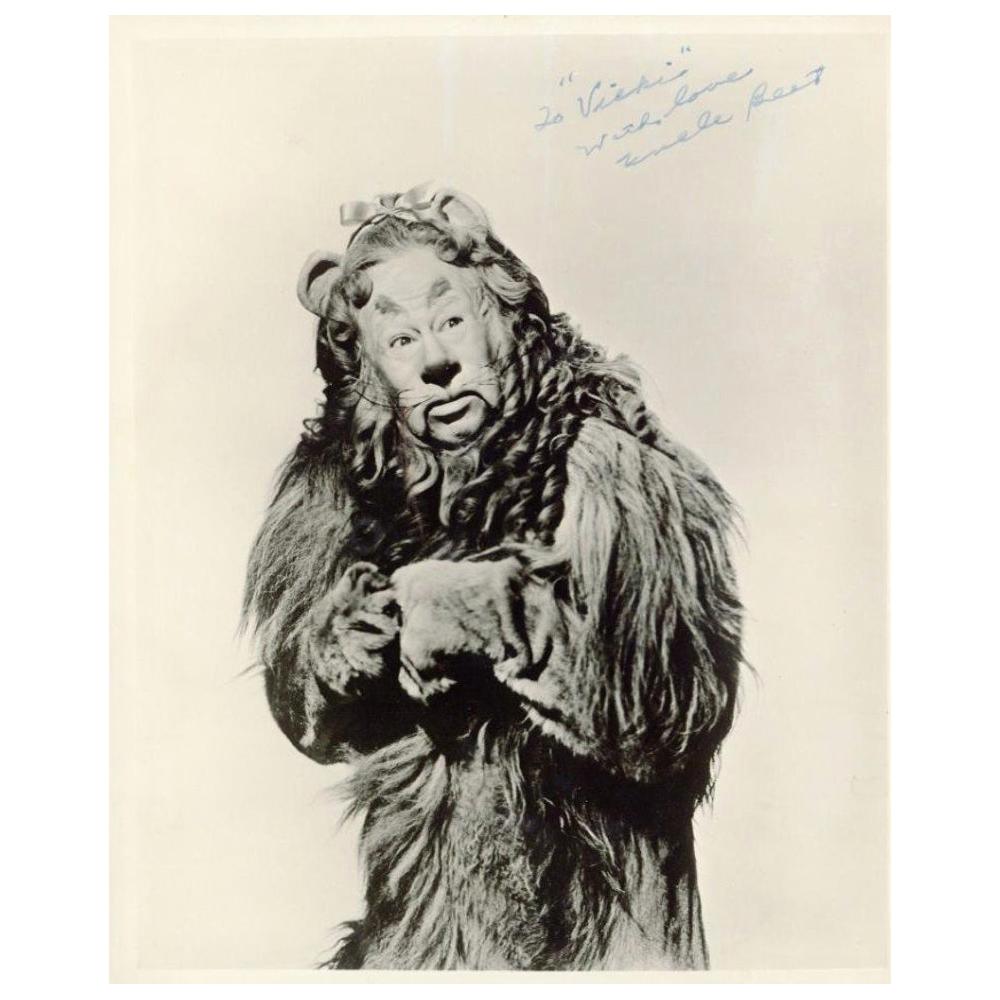 Bert Lahr Signed Black and White Photo as the Cowardly Lion in The Wizard of Oz For Sale
