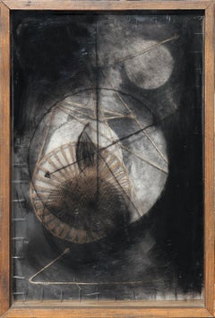 "Keeping Time" Geometric Abstract Modern Black Assemblage