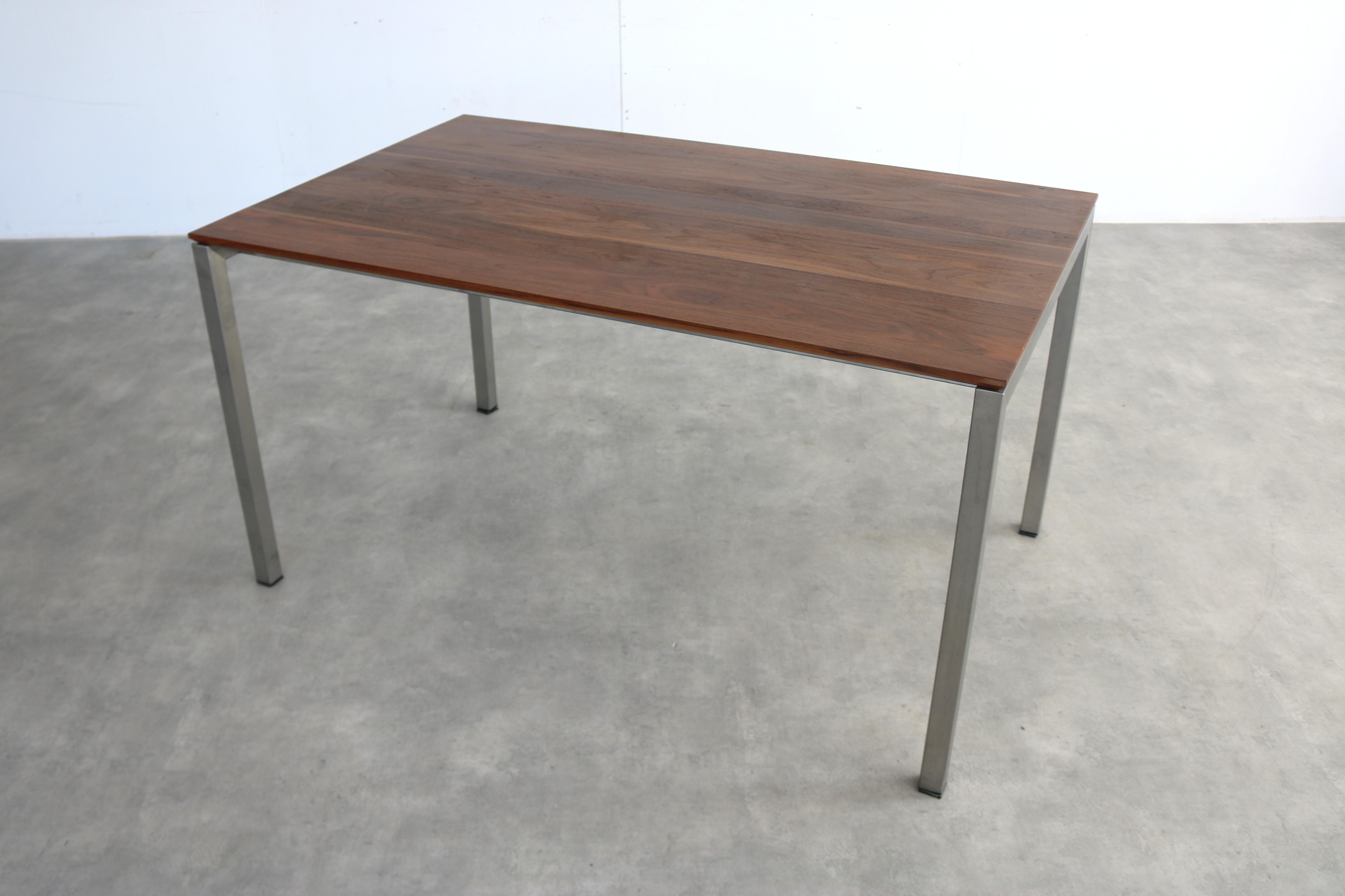 Bert Plantagie Walnut Dining Table with Stainless Steel, Modern Design ...