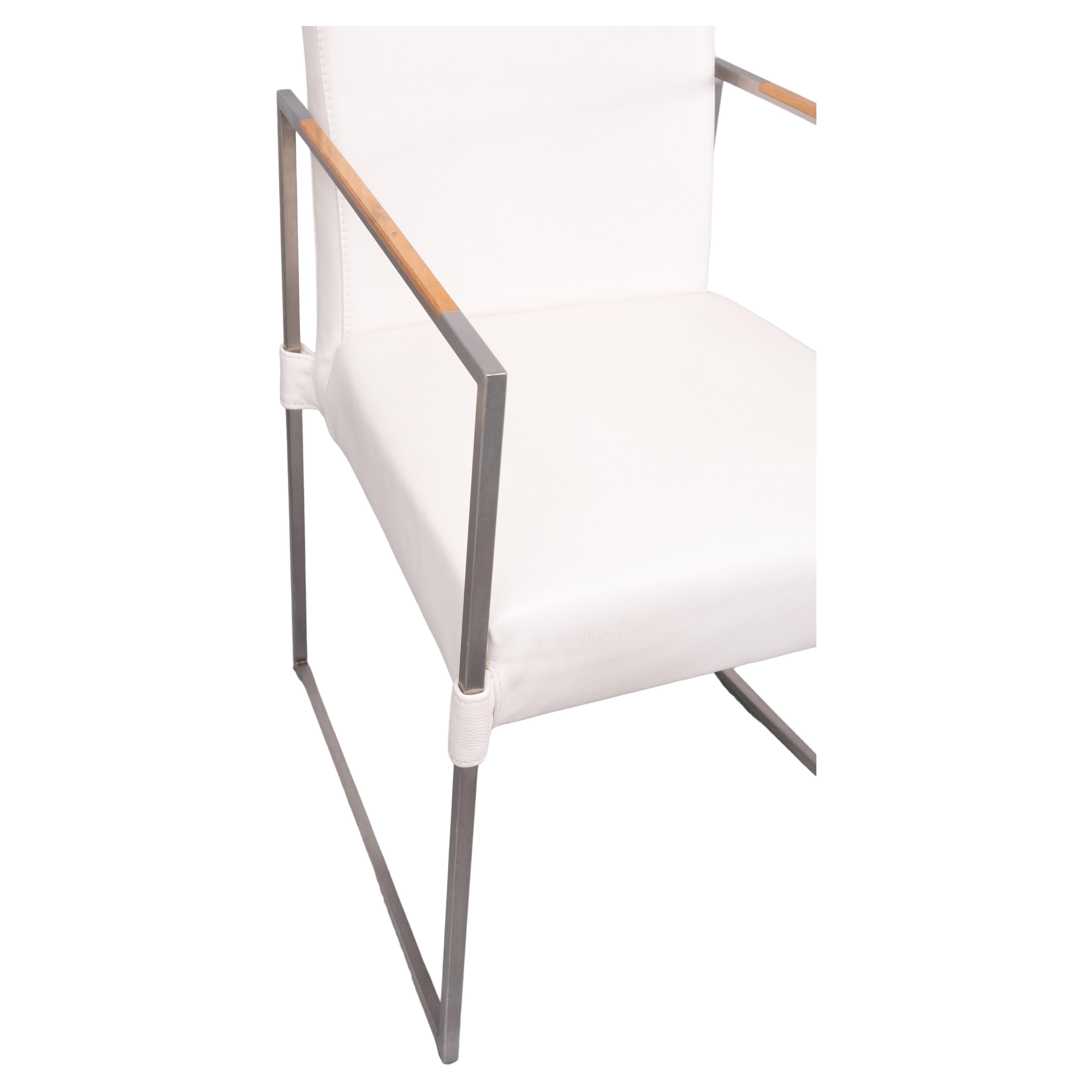 Dutch Bert Plantegie  White Leather reclining Armchairs .   For Sale