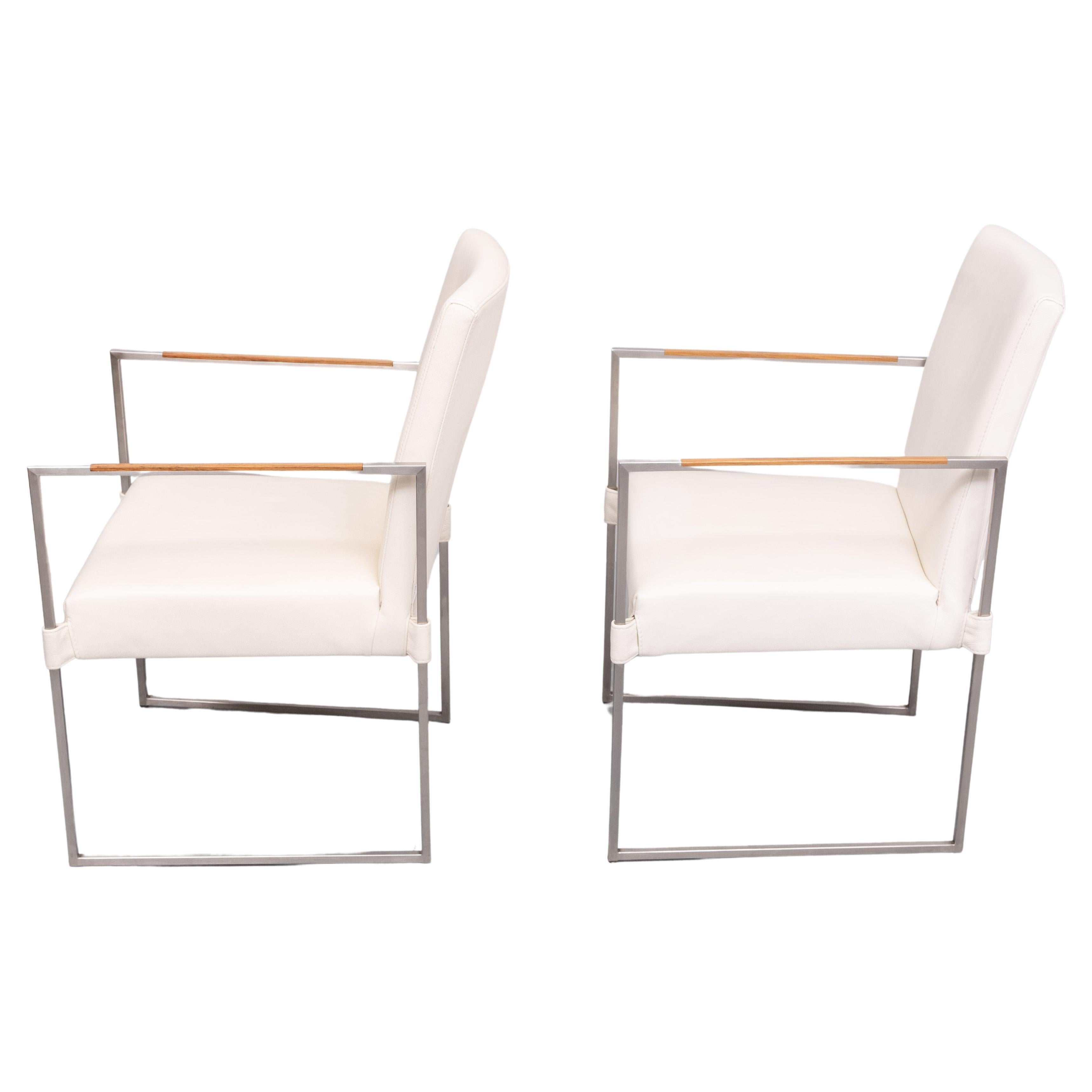 Bert Plantegie  White Leather reclining Armchairs .   In Good Condition For Sale In Den Haag, NL