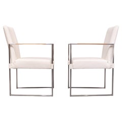 Bert Plantegie  White Leather reclining Armchairs .
